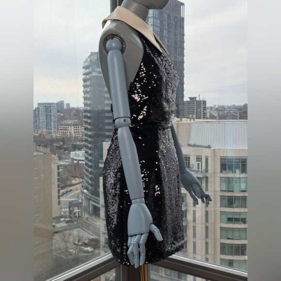 🆕 BRONX & BANCO 🧿 NWOT Wednesday Black Sequin Halterneck Mini Dress Sz XS US 2 - Picture 5 of 14